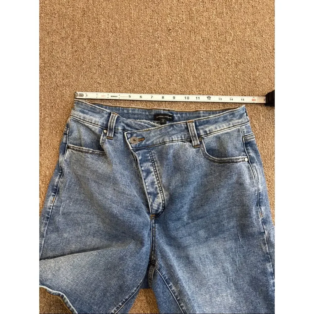 Universal Standard Denim Shorts Women’s Size 12 Blue Asymmetrical Fly  Casual